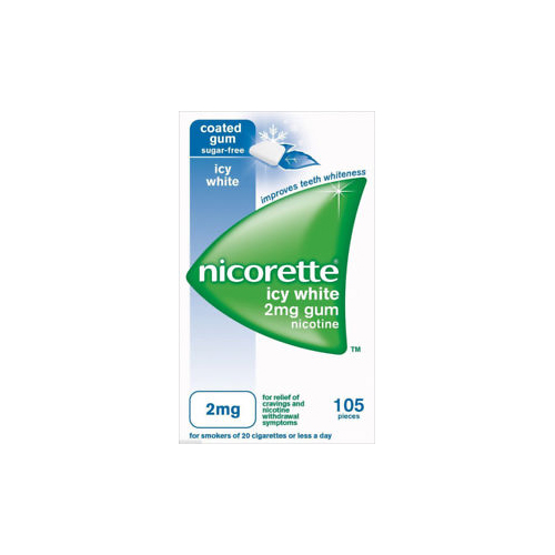 Nicorette Icy White 2mg Sugar Free Gum 105 Pack